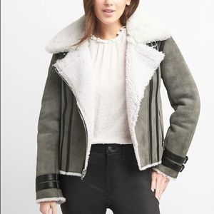 Gap Sherpa Lined Coat with Lamb Leather Trim
